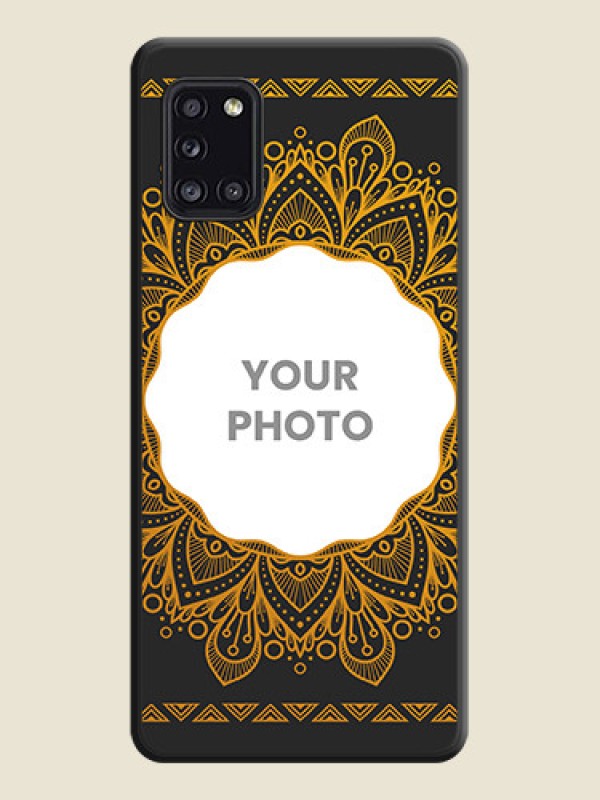 Custom Round Image with Floral Design on Photo on Space Black Soft Matte Mobile Cover - Galaxy A31 - alternate view