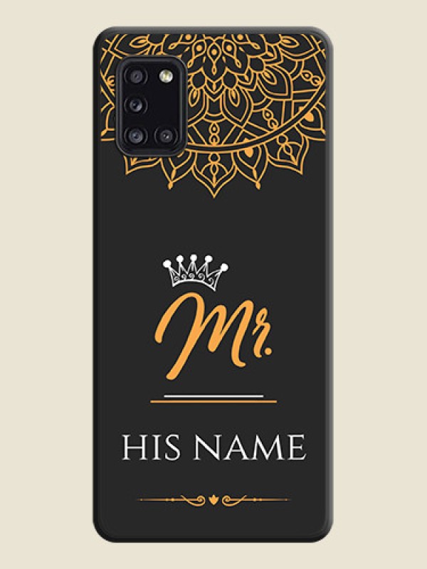 Custom Mr Name with Floral Design  on Personalised Space Black Soft Matte Cases - Galaxy A31 - alternate view