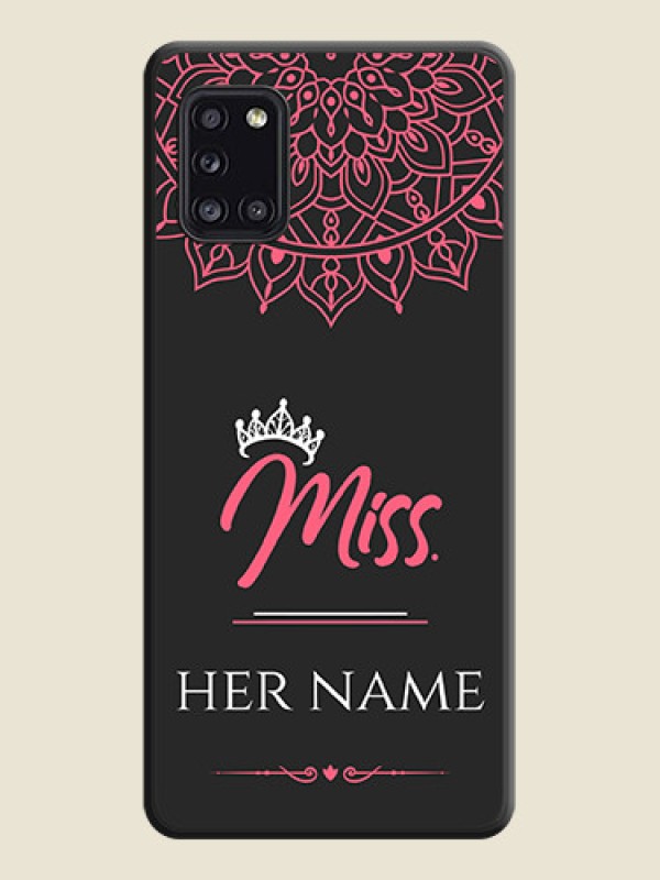 Custom Mrs Name with Floral Design on Space Black Personalized Soft Matte Phone Covers - Galaxy A31 - alternate view