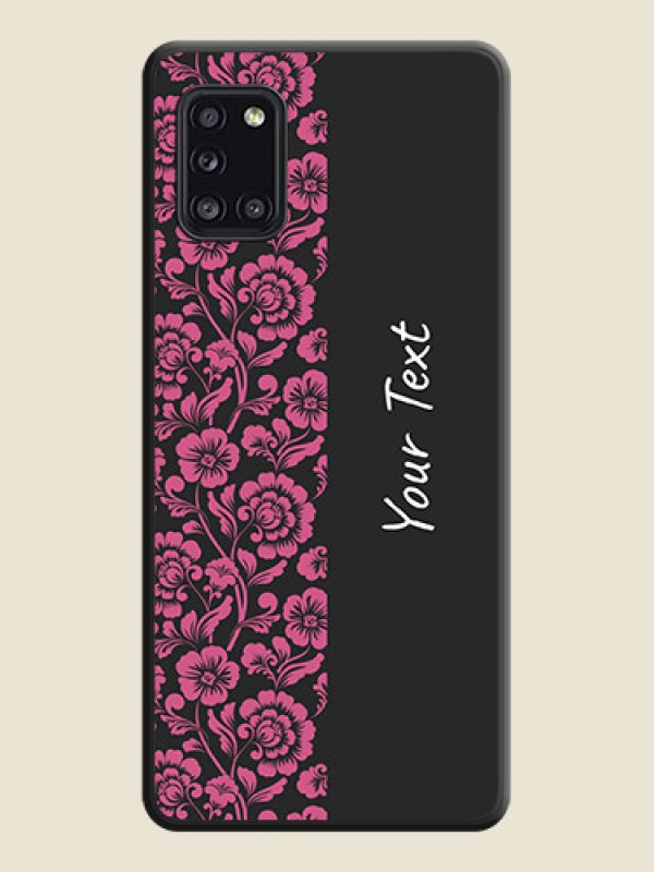 Custom Pink Floral Pattern Design With Custom Text On Space Black Personalized Soft Matte Phone Covers -Samsung Galaxy A31 - alternate view
