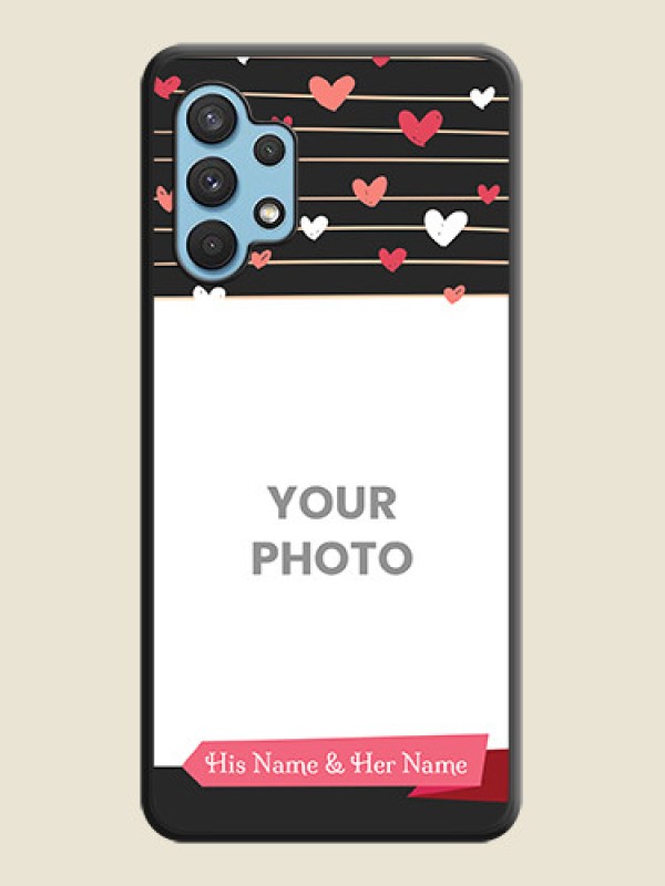 Custom Love Pattern with Name on Pink Ribbon  on Photo on Space Black Soft Matte Back Cover - Galaxy A32 4G - alternate view