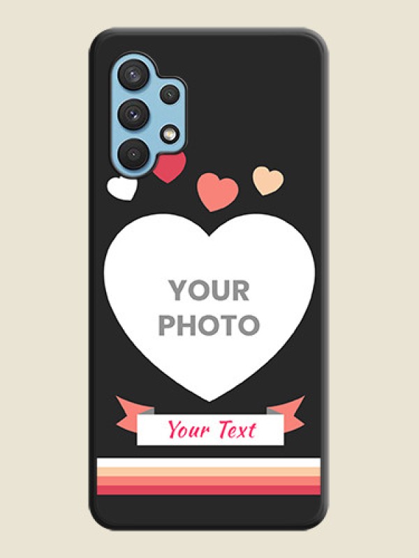Custom Love Shaped Photo with Colorful Stripes on Personalised Space Black Soft Matte Cases - Galaxy A32 4G - alternate view