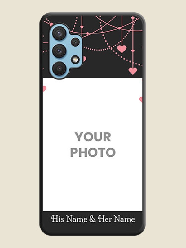Custom Pink Love Hangings with Text on Space Black Custom Soft Matte Back Cover - Galaxy A32 4G - alternate view