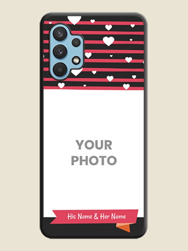 Custom White Color Love Symbols with Pink Lines Pattern on Space Black Custom Soft Matte Phone Cases - Galaxy A32 4G - alternate view