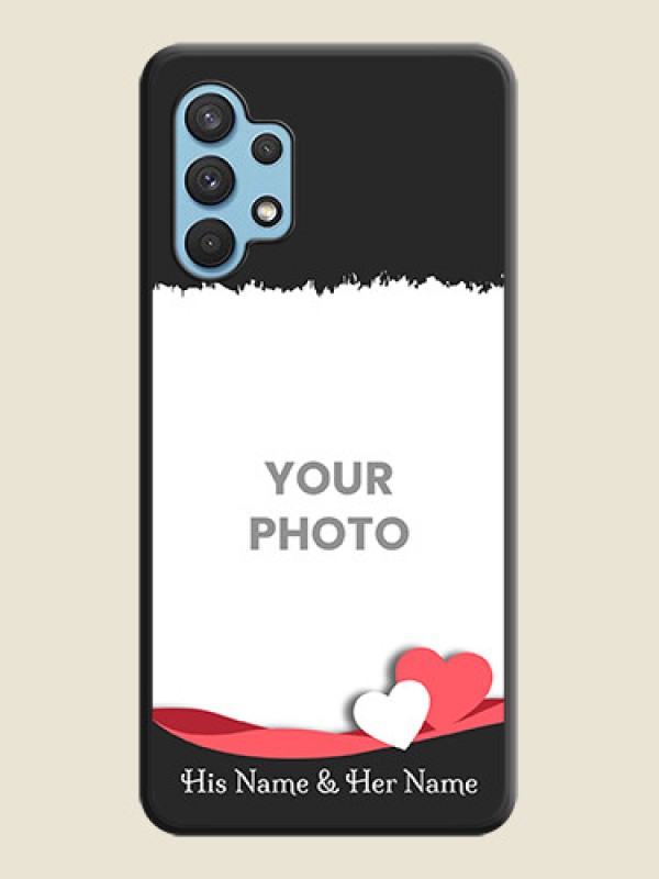 Custom Pin Color Love Shaped Ribbon Design with Text on Space Black Custom Soft Matte Phone Back Cover - Galaxy A32 4G - alternate view