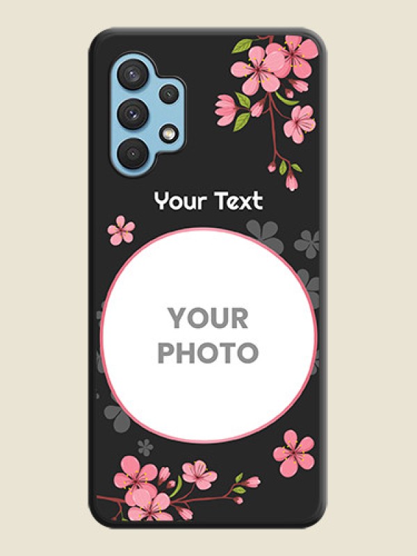 Custom Round Image with Pink Color Floral Design on Photo on Space Black Soft Matte Back Cover - Galaxy A32 4G - alternate view