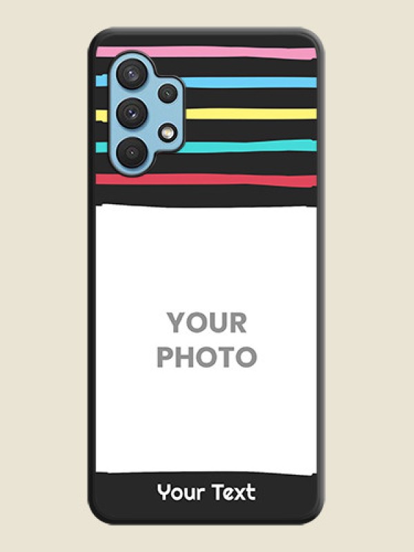Custom Multicolor Lines with Image on Space Black Personalized Soft Matte Phone Covers - Galaxy A32 4G - alternate view