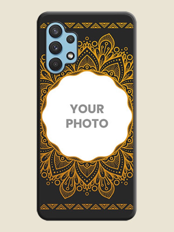 Custom Round Image with Floral Design on Photo on Space Black Soft Matte Mobile Cover - Galaxy A32 4G - alternate view