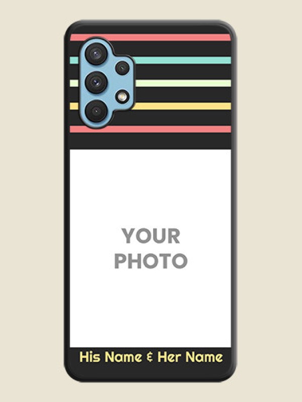 Custom Color Stripes with Photo and Text on Photo on Space Black Soft Matte Mobile Case - Galaxy A32 4G - alternate view