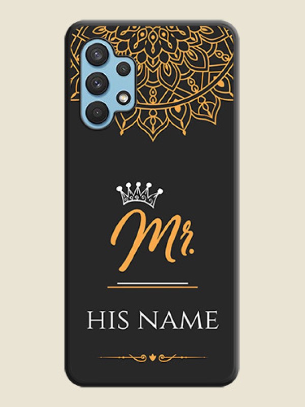 Custom Mr Name with Floral Design  on Personalised Space Black Soft Matte Cases - Galaxy A32 4G - alternate view