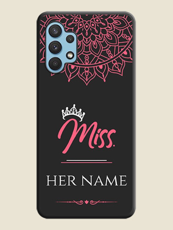 Custom Mrs Name with Floral Design on Space Black Personalized Soft Matte Phone Covers - Galaxy A32 4G - alternate view