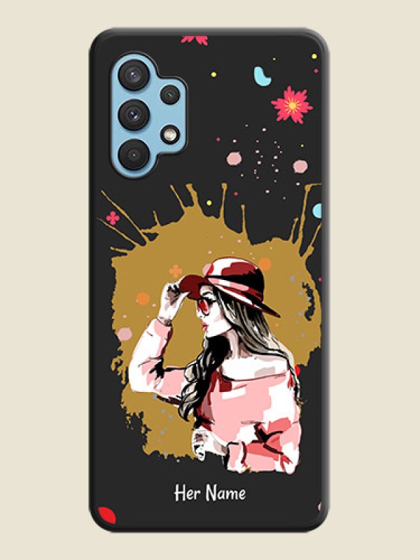 Custom Mordern Lady With Color Splash Background With Custom Text On Space Black Personalized Soft Matte Phone Covers -Samsung Galaxy A32 - alternate view