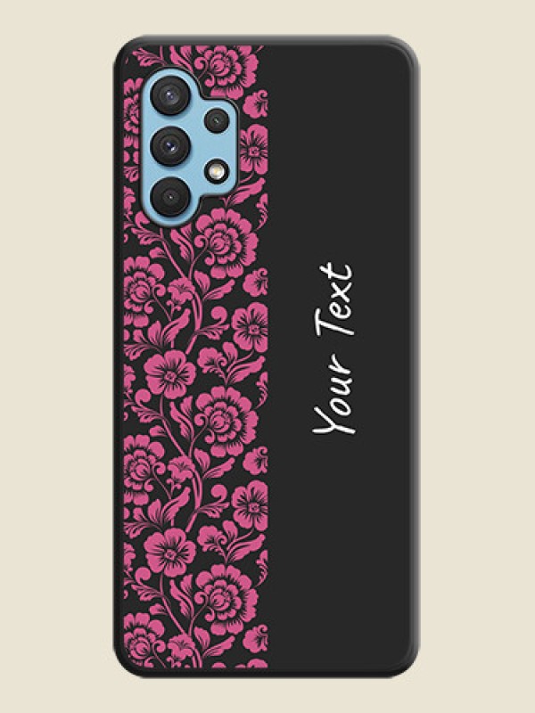 Custom Pink Floral Pattern Design With Custom Text On Space Black Personalized Soft Matte Phone Covers -Samsung Galaxy A32 - alternate view
