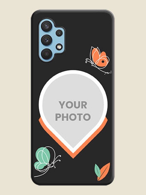 Custom Upload Pic With Simple Butterly Design On Space Black Personalized Soft Matte Phone Covers -Samsung Galaxy A32 - alternate view