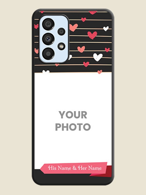 Custom Love Pattern with Name on Pink Ribbon  on Photo on Space Black Soft Matte Back Cover - Galaxy A33 5G - alternate view