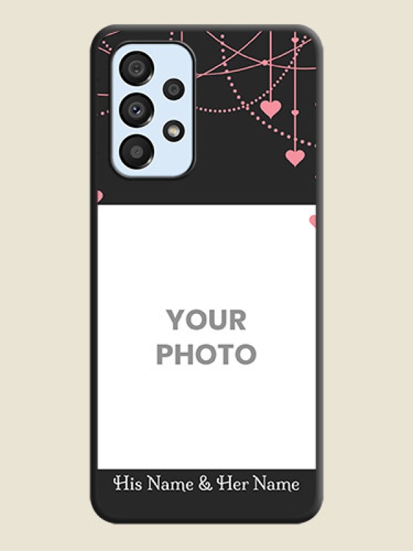 Custom Pink Love Hangings with Text on Space Black Custom Soft Matte Back Cover - Galaxy A33 5G - alternate view