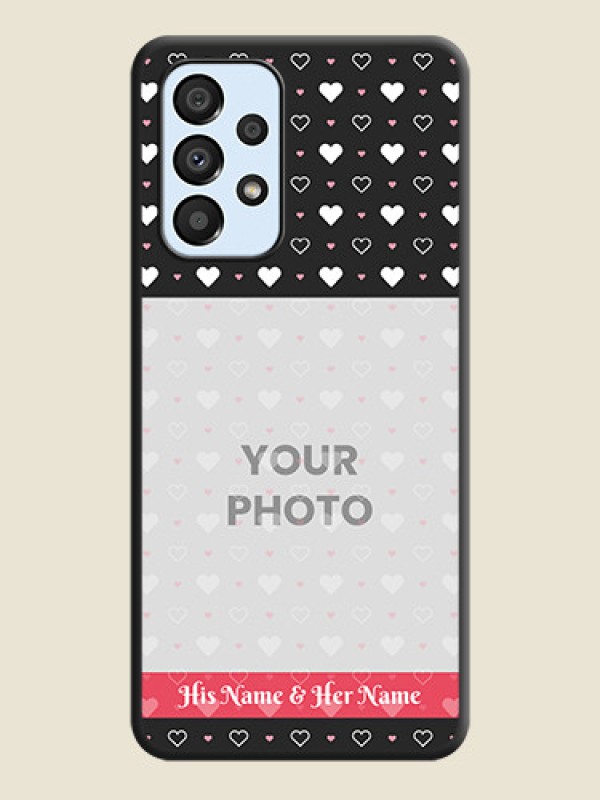 Custom White Color Love Symbols with Text Design on Photo on Space Black Soft Matte Phone Cover - Galaxy A33 5G - alternate view