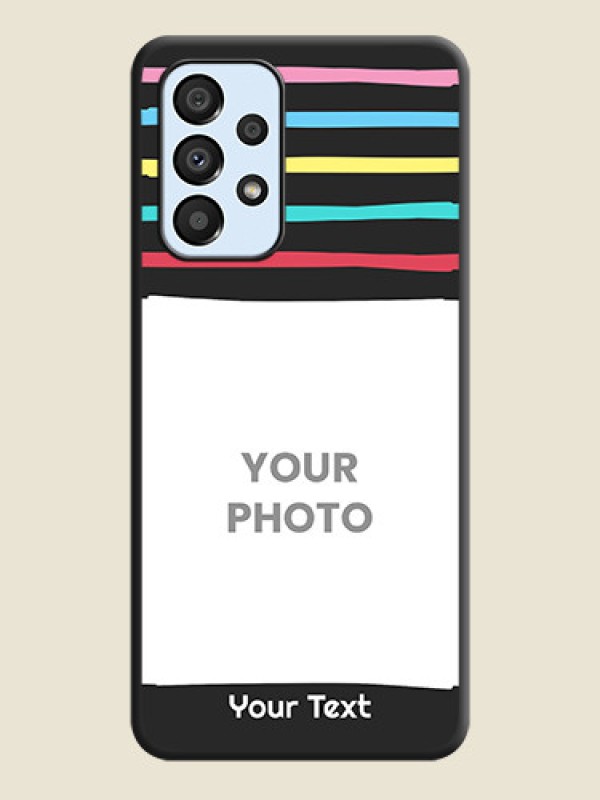 Custom Multicolor Lines with Image on Space Black Personalized Soft Matte Phone Covers - Galaxy A33 5G - alternate view