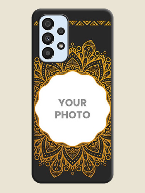 Custom Round Image with Floral Design on Photo on Space Black Soft Matte Mobile Cover - Galaxy A33 5G - alternate view