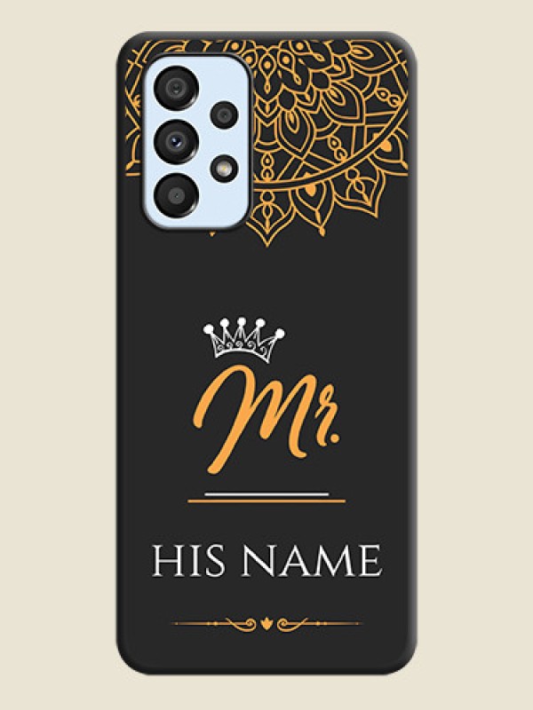 Custom Mr Name with Floral Design  on Personalised Space Black Soft Matte Cases - Galaxy A33 5G - alternate view