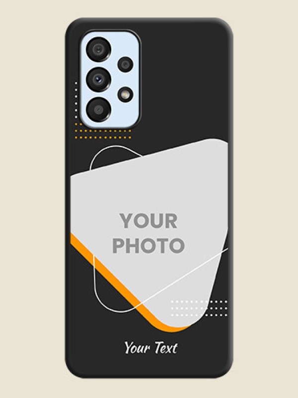 Custom Yellow Triangle on Photo on Space Black Soft Matte Phone Cover - Galaxy A33 5G - alternate view