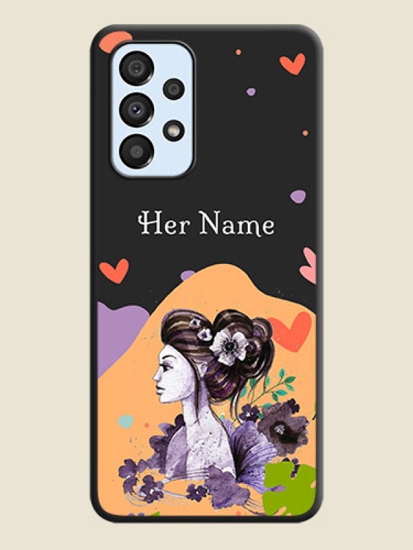 Custom Namecase For Her With Fancy Lady Image On Space Black Personalized Soft Matte Phone Covers -Samsung Galaxy A33 5G - alternate view