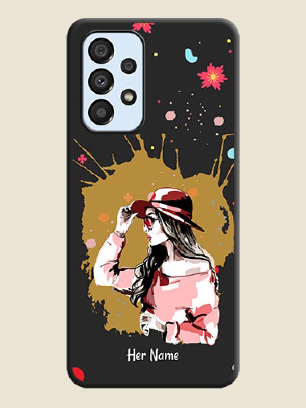 Custom Mordern Lady With Color Splash Background With Custom Text On Space Black Personalized Soft Matte Phone Covers -Samsung Galaxy A33 5G - alternate view