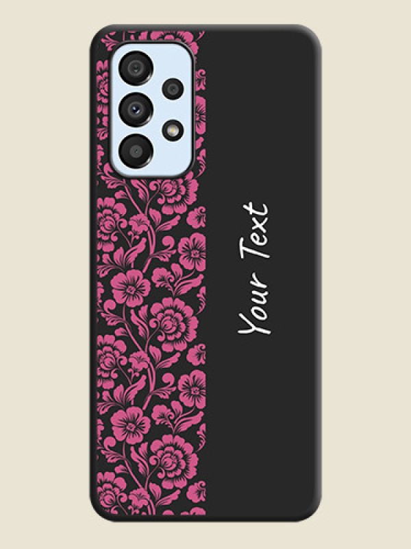 Custom Pink Floral Pattern Design With Custom Text On Space Black Personalized Soft Matte Phone Covers -Samsung Galaxy A33 5G - alternate view