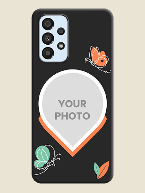 Custom Upload Pic With Simple Butterly Design On Space Black Personalized Soft Matte Phone Covers -Samsung Galaxy A33 5G - alternate view