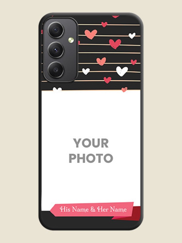 Custom Love Pattern with Name on Pink Ribbon  on Photo on Space Black Soft Matte Back Cover - Galaxy A34 5G - alternate view