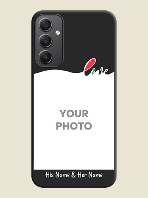 Custom Fall in Love Pattern with Picture on Photo on Space Black Soft Matte Mobile Case - Galaxy A34 5G - alternate view