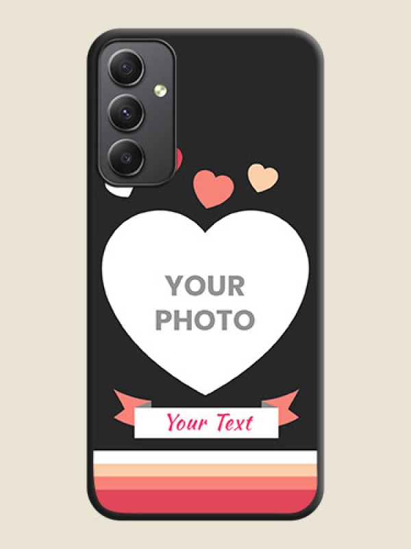Custom Love Shaped Photo with Colorful Stripes on Personalised Space Black Soft Matte Cases - Galaxy A34 5G - alternate view