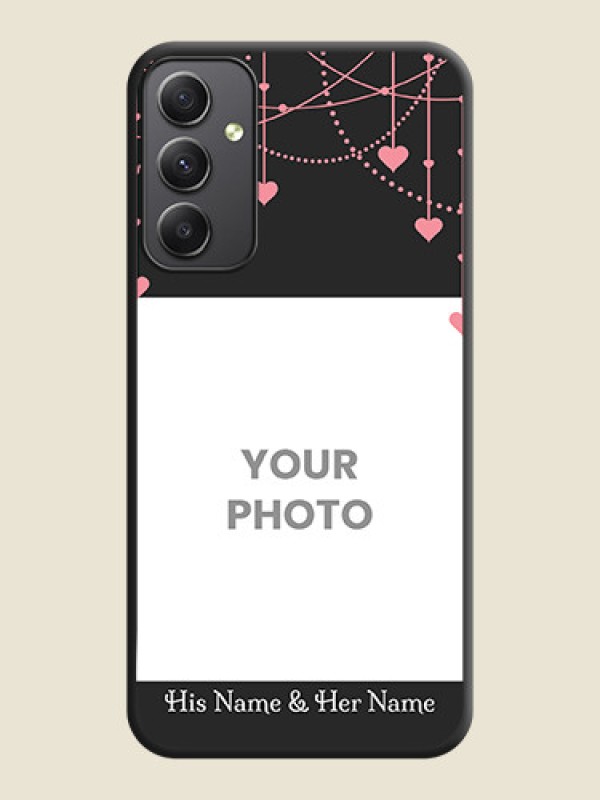 Custom Pink Love Hangings with Text on Space Black Custom Soft Matte Back Cover - Galaxy A34 5G - alternate view