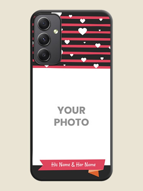 Custom White Color Love Symbols with Pink Lines Pattern on Space Black Custom Soft Matte Phone Cases - Galaxy A34 5G - alternate view