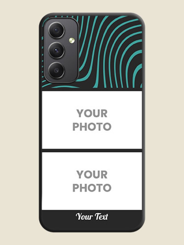 Custom Wave Pattern with 2 Image Holder on Space Black Personalized Soft Matte Phone Covers - Galaxy A34 5G - alternate view