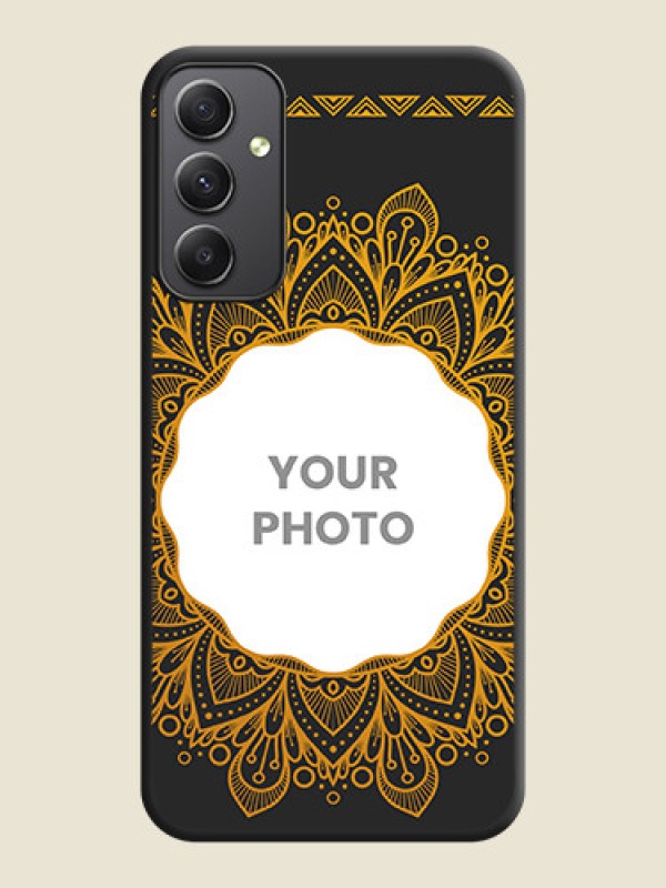 Custom Round Image with Floral Design on Photo on Space Black Soft Matte Mobile Cover - Galaxy A34 5G - alternate view