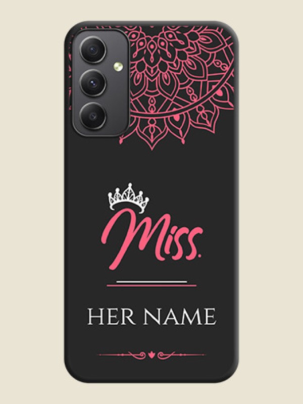 Custom Mrs Name with Floral Design on Space Black Personalized Soft Matte Phone Covers - Galaxy A34 5G - alternate view