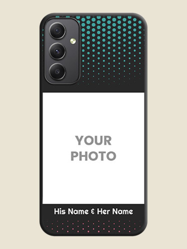 Custom Faded Dots with Grunge Photo Frame and Text on Space Black Custom Soft Matte Phone Cases - Galaxy A34 5G - alternate view
