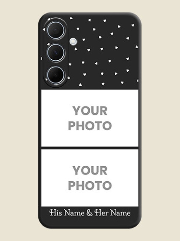 Custom Miniature Love Symbols with Name on Space Black Custom Soft Matte Back Cover - Galaxy A35 5G - alternate view