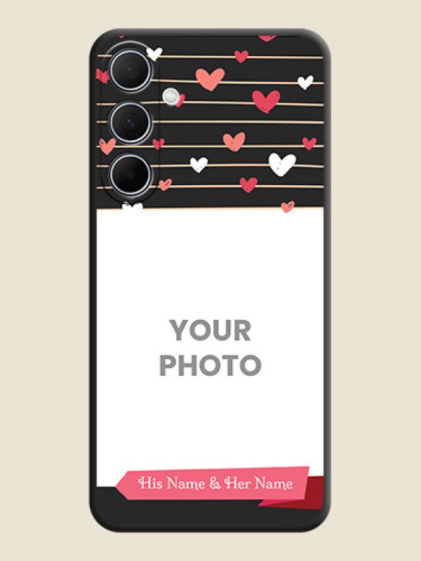 Custom Love Pattern with Name on Pink Ribbon - Photo on Space Black Soft Matte Back Cover - Galaxy A35 5G - alternate view