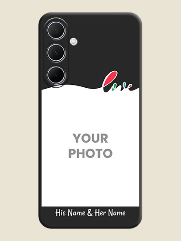 Custom Fall in Love Pattern with Picture - Photo on Space Black Soft Matte Mobile Case - Galaxy A35 5G - alternate view