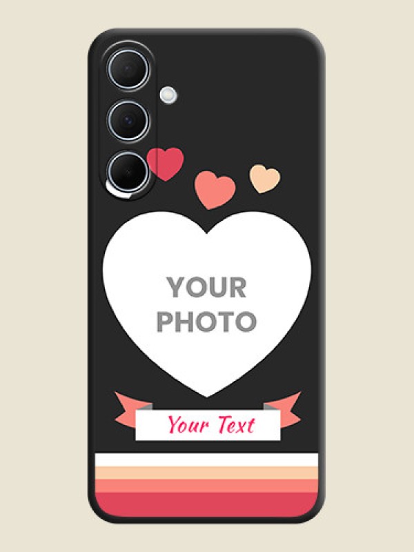 Custom Love Shaped Photo with Colorful Stripes on Personalised Space Black Soft Matte Cases - Galaxy A35 5G - alternate view