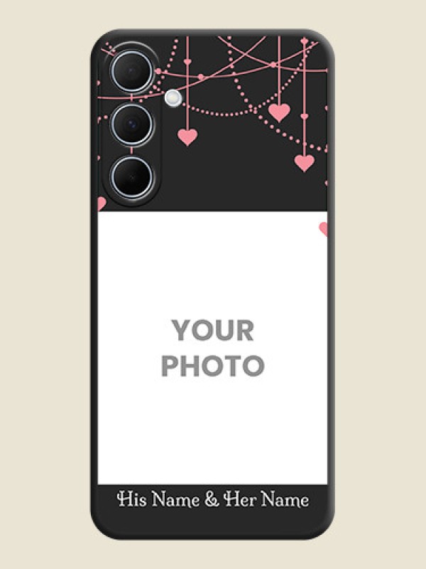 Custom Pink Love Hangings with Text on Space Black Custom Soft Matte Back Cover - Galaxy A35 5G - alternate view