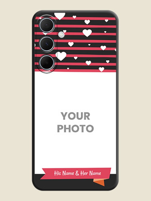 Custom White Color Love Symbols with Pink Lines Pattern on Space Black Custom Soft Matte Phone Cases - Galaxy A35 5G - alternate view