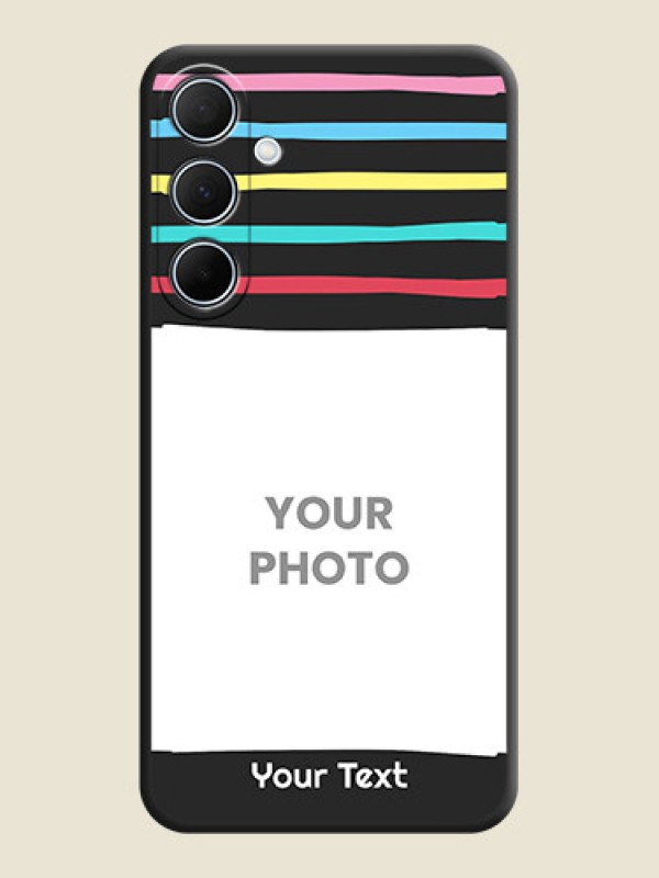 Custom Multicolor Lines with Image on Space Black Personalized Soft Matte Phone Covers - Galaxy A35 5G - alternate view