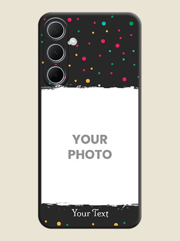 Custom Multicolor Dotted Pattern with Text on Space Black Custom Soft Matte Phone Back Cover - Galaxy A35 5G - alternate view