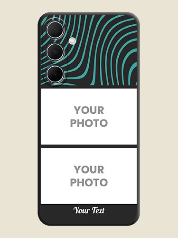 Custom Wave Pattern with 2 Image Holder on Space Black Personalized Soft Matte Phone Covers - Galaxy A35 5G - alternate view