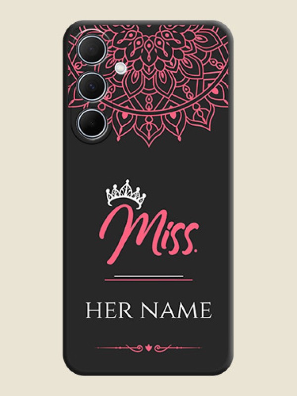 Custom Mrs Name with Floral Design on Space Black Personalized Soft Matte Phone Covers - Galaxy A35 5G - alternate view