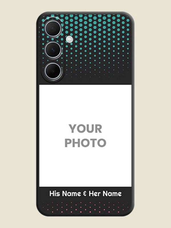 Custom Faded Dots with Grunge Photo Frame and Text on Space Black Custom Soft Matte Phone Cases - Galaxy A35 5G - alternate view