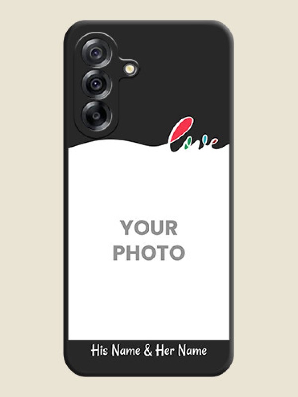 Custom Fall in Love Pattern with Picture on Photo On Space Black Custom Soft Matte Mobile Back Cover - Samsung Galaxy A36 5G - alternate view